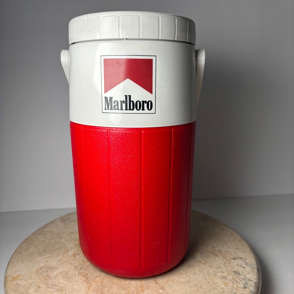 Coleman Marlboro Water Jug Cooler 1 Gallon Red White Vintage Adventure Team